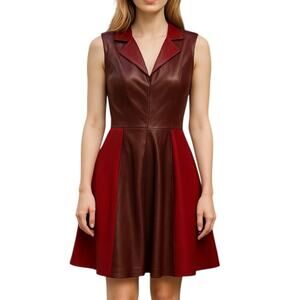 Beckley By Melissa Mila Oxblood Red Leather Sleeveless Dress  Size 4